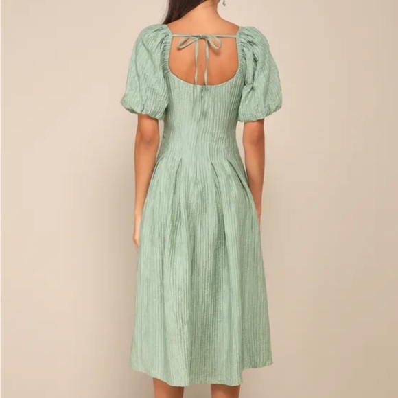 Lulu's Mint Green Puff Sleeve Midi Dress - Picture 2 of 8